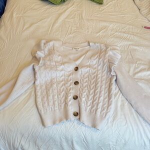 Women's White Cable Knit Sweater